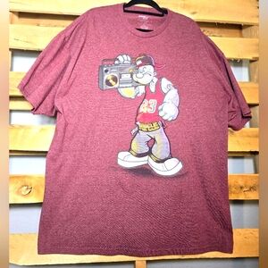 Popeye t-shirt Size 4XL Color:Burgundy
